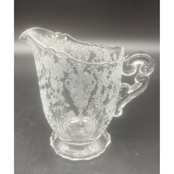 VTG Cambridge Rose Point Etched Creamer & Open Sugar Bowl Elegant Set - Picture 8 of 13